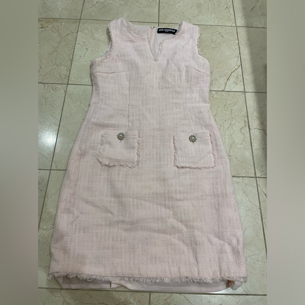 Karl Lagerfeld Soft Pink Tweed Dress